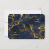 Navy Blue en Gold Marble Modern Stylish Wedding RSVP Kaartje (Achterkant)