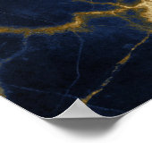 Navy Blue en Gold Marble Modern Wedding Welkom Poster (Hoek)
