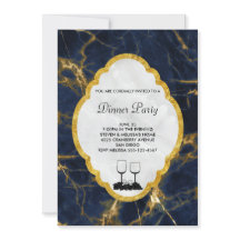 Navy Blue en Gold Marble Stylish Dinner Party