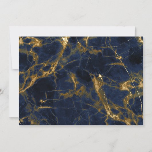 Navy Blue en Gold Marble Stylish Dinner Party Kaart (Achterkant)