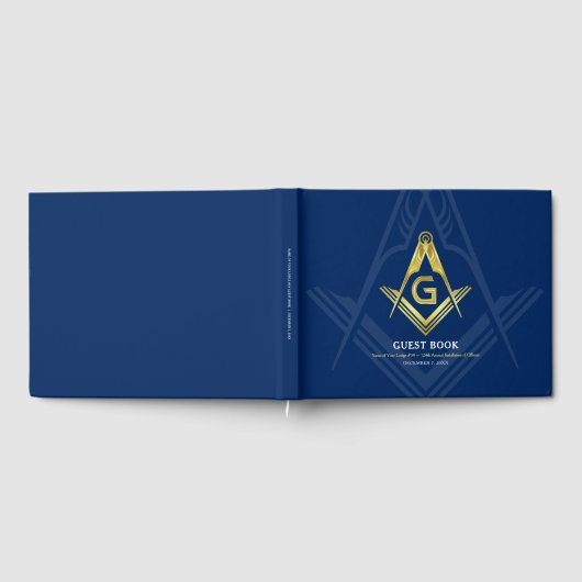 Navy Blue en Gold Masonic Guest Book | Freemason Gastenboek (Volledig)