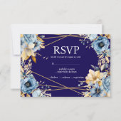 Navy Blue en Gold Menu Keuzes RSVP Response Kaart (Voorkant)