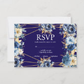 Navy Blue en Gold Menu Keuzes RSVP Response Kaart (Voorkant)