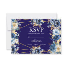 Navy Blue en Gold Menu Keuzes RSVP Response Kaart