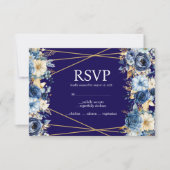 Navy Blue en Gold Menu Keuzes RSVP Response Kaart (Voorkant)