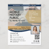 Navy Blue en Gold Mobile Notary Marketing Sjabloon Flyer (Voorkant)