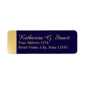 Navy Blue en Gold Modern Elegant Etiket (Voorkant)