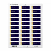 Navy Blue en Gold Modern Elegant Etiket (Full Sheet)