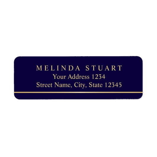 Navy Blue en Gold Modern Elegant Etiket (Voorkant)