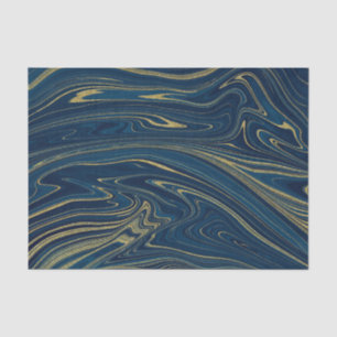 Navy Blue en Gold Modern Glam Marble Elegant Tissuepapier