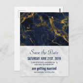 Navy Blue en Gold Modern Wedding Save the Date Briefkaart (Voorkant / Achterkant)