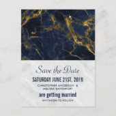 Navy Blue en Gold Modern Wedding Save the Date Briefkaart (Voorkant)