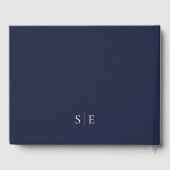 Navy Blue en Gold Monogram Weddenschap Gastenboek (Achterkant)