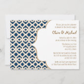 Navy Blue en Gold Moroccan Couples Wedding Shower Kaart (Voorkant)