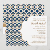 Navy Blue en Gold Moroccan Couples Wedding Shower Kaart (Voorkant / Achterkant)