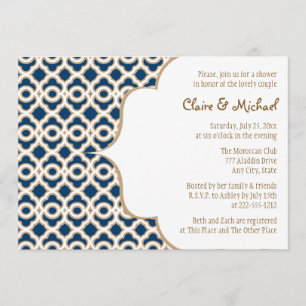 Navy Blue en Gold Moroccan Couples Wedding Shower Kaart