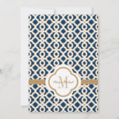 Navy Blue en Gold Moroccan Wedding Invitations Kaart (Achterkant)