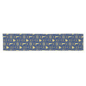 Navy Blue en Gold Nautical Korte Tafelloper (Horizontaal)