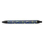 Navy Blue en Gold Nautical Zwarte Inkt Pen (Voorkant)