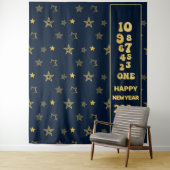 Navy Blue en Gold New Years Eve Countdown Party Wandkleed (In situ)