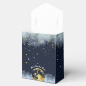 Navy Blue en Gold Over the Moon Baby shower Bedankdoosjes (Geopend)