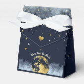 Navy Blue en Gold Over the Moon Baby shower Bedankdoosjes (Voorkant Zijde)
