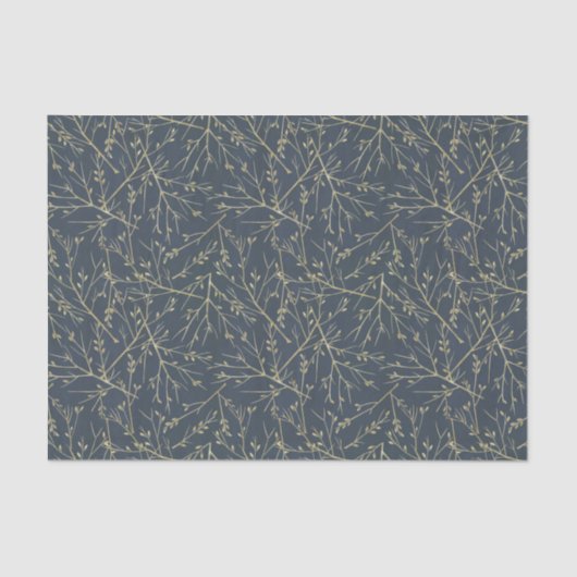 Navy Blue en Gold Pattern Tissuepapier (Voorkant)