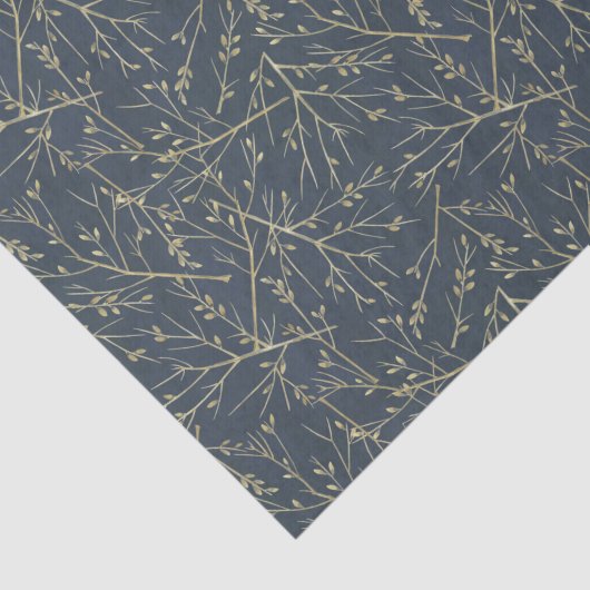Navy Blue en Gold Pattern Tissuepapier (Detail)