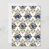 Navy Blue en Gold  Peacock Floral Birthday Kaart (Achterkant)