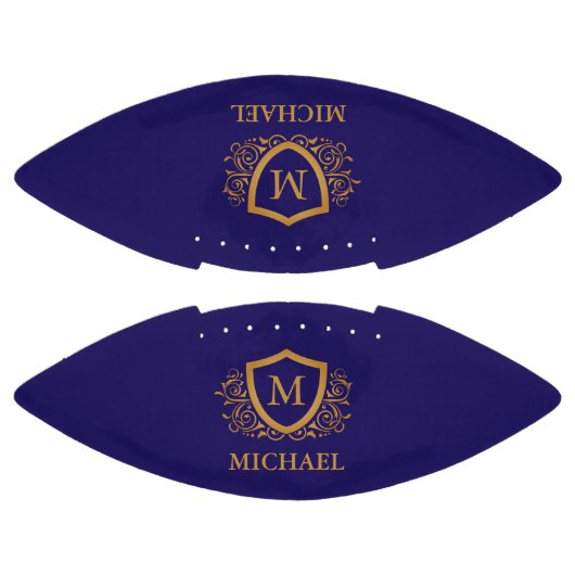 Navy Blue en Gold Personalized Monogram Name American Football (Panelen)