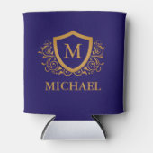 Navy Blue en Gold Personalized Monogram Name Blikjeskoeler (Voorkant)