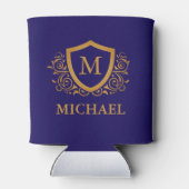 Navy Blue en Gold Personalized Monogram Name Blikjeskoeler (Achterkant)
