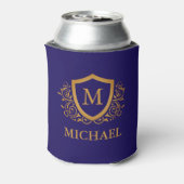 Navy Blue en Gold Personalized Monogram Name Blikjeskoeler (Blikje Achterkant)