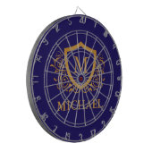 Navy Blue en Gold Personalized Monogram Name Dartbord (Voorkant Links)