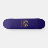 Navy Blue en Gold Personalized Monogram Name Persoonlijk Skateboard (Horizontaal)