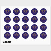 Navy Blue en Gold Personalized Monogram Name Ronde Sticker (Vel)