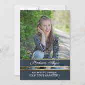 Navy Blue en Gold Photo Trunk Party Kaart (Voorkant)