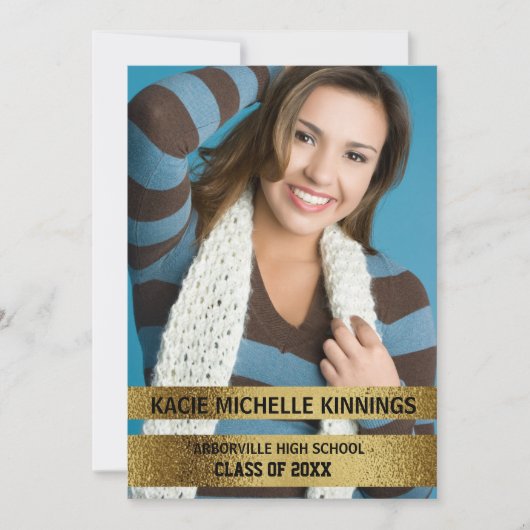 Navy Blue en Gold Photo Trunk Party Kaart (Voorkant)