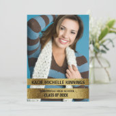 Navy Blue en Gold Photo Trunk Party Kaart (Staand voorkant)