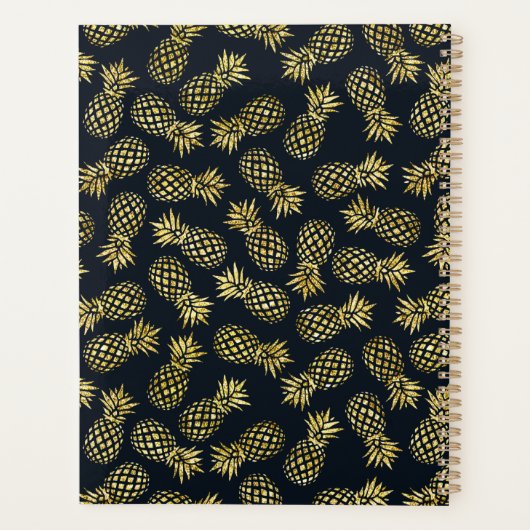 Navy Blue en Gold Pineapple | Gepersonaliseerd Planner (Achterkant)