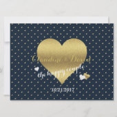 Navy Blue en Gold Polka Dots Wedding Party Kaart (Voorkant)