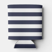 Navy Blue en Gold Preppy Stripes Monogram Blikjeskoeler (Achterkant)