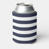 Navy Blue en Gold Preppy Stripes Monogram Blikjeskoeler (Blikje Achterkant)