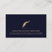 Navy Blue en Gold Quill Visitekaartje (Voorkant)