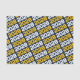 Navy Blue en Gold Repeating Class Year Afstuderen Tissuepapier