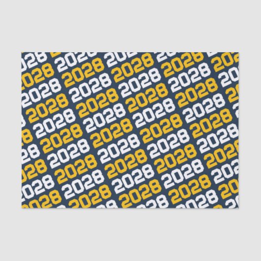 Navy Blue en Gold Repeating Class Year Afstuderen Tissuepapier (Voorkant)