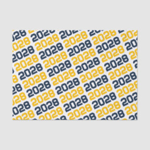 Navy Blue en Gold Repeating Class Year Afstuderen Tissuepapier