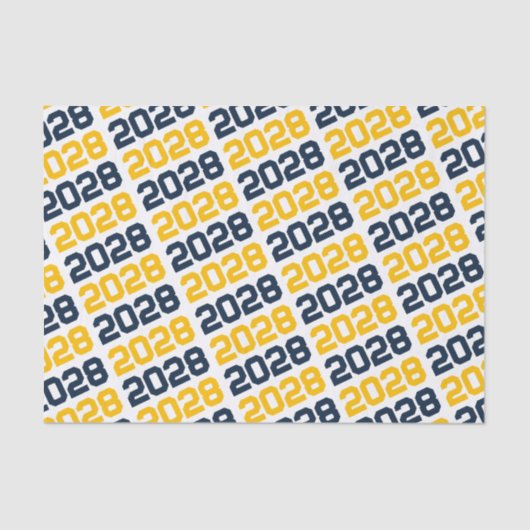 Navy Blue en Gold Repeating Class Year Afstuderen Tissuepapier (Voorkant)