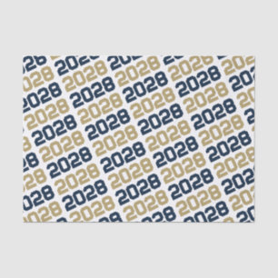 Navy Blue en Gold Repeating Class Year Afstuderen Tissuepapier