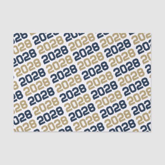 Navy Blue en Gold Repeating Class Year Afstuderen Tissuepapier (Voorkant)